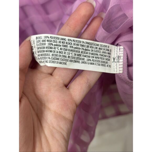 English Factory NWT Lilac Purple Grid Puff Sleeve Mini Dress Women's Medium - Picture 5 of 13